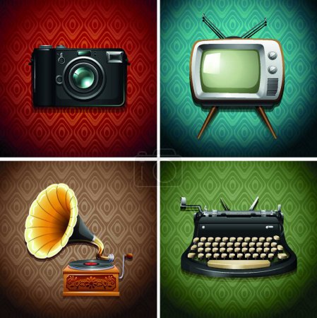 Illustration for "Retro media and audio devices" - Royalty Free Image