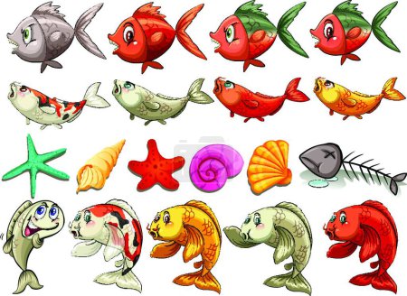 Illustration for Sea creatures modern vector illustration - Royalty Free Image