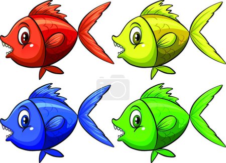 Ilustración de Cuatro peces, ilustración vectorial - Imagen libre de derechos