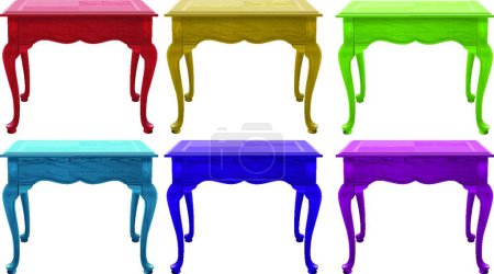 Téléchargez les illustrations : Illustration des tables en bois colorées - en licence libre de droit