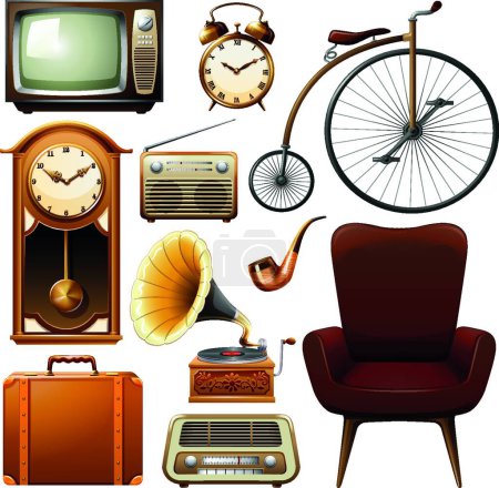 Illustration for Retro icons set, simple vector illustration - Royalty Free Image