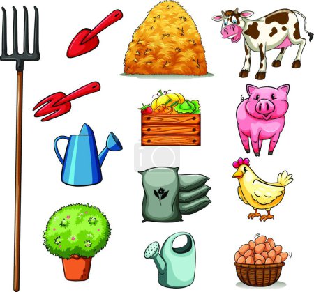 Illustration for Agriculture elements set, vector illustration simple design - Royalty Free Image