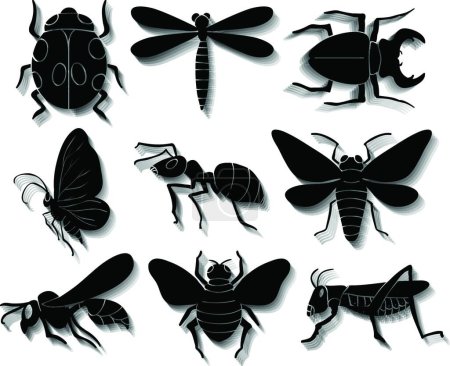 Illustration for Set of insects, vector illustration - Royalty Free Image