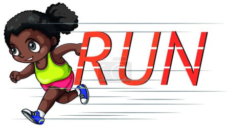 Illustration for Running girl, vector illustration simple design - Royalty Free Image