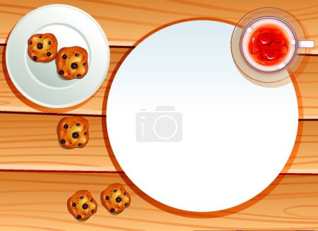 Illustration for Snacks on white plate, vector illustration simple design - Royalty Free Image