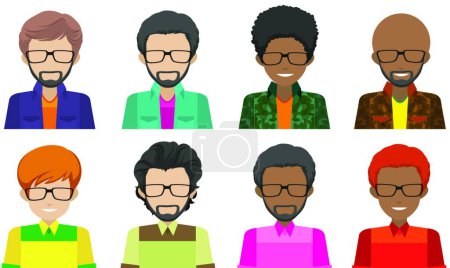 Téléchargez les illustrations : Huit hommes sans visage, illustration vectorielle design simple - en licence libre de droit
