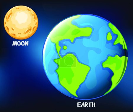 Téléchargez les illustrations : "la terre et la lune dans le ciel" - en licence libre de droit