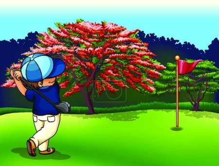 Illustration for Golf court, vector illustration simple design - Royalty Free Image