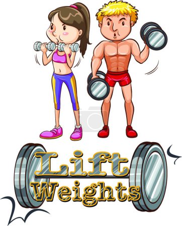 Illustration for Lift weights, vector illustration simple design - Royalty Free Image