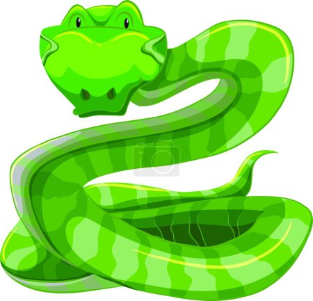 Ilustración de Ilustración de serpiente verde. animal venenoso - Imagen libre de derechos