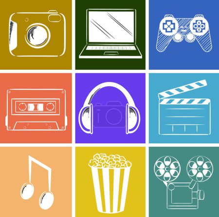 Illustration for Media icons vector illustration - Royalty Free Image