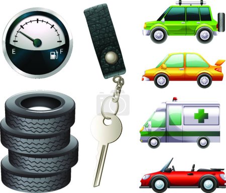 Illustration for Cars and parts vector illustration - Royalty Free Image