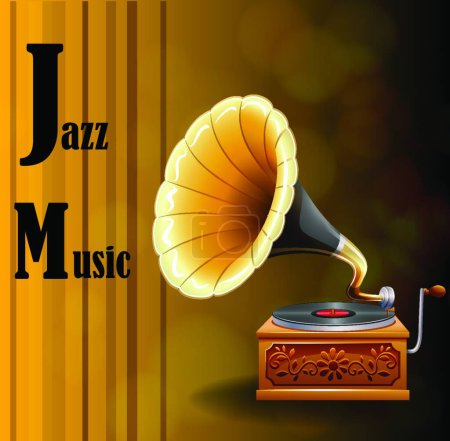 Illustration for Jazz music concept with gramophone - Royalty Free Image