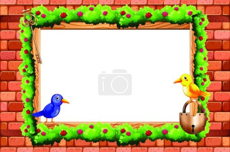 Illustration for Border and birds, vector illustration simple design - Royalty Free Image
