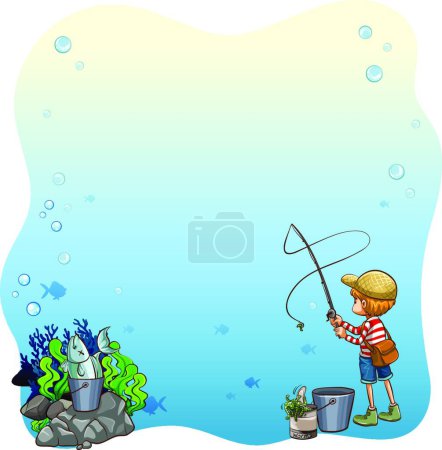 Ilustración de Pesca, ilustración vectorial diseño simple - Imagen libre de derechos