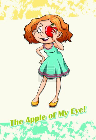 Illustration for Idiom apple of my eye, vector illustration simple design - Royalty Free Image