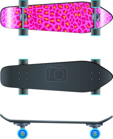 Illustration for Pink coloured skateboard, vector illustration simple design - Royalty Free Image
