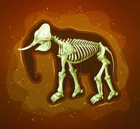 Illustration for Fossil of a wooly mammoth, vector illustration simple design - Royalty Free Image