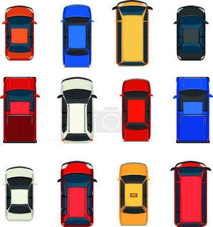 Téléchargez les illustrations : Groupe de véhicules, illustration vectorielle conception simple - en licence libre de droit