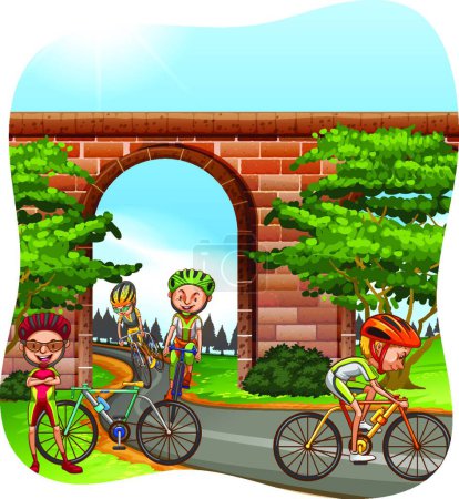Illustration for Kids Cycling, vector illustration simple design - Royalty Free Image
