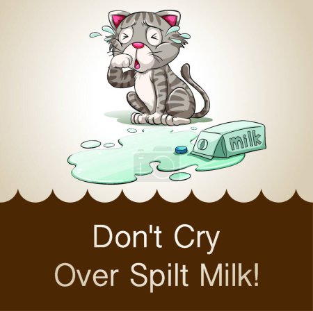 Illustration for Don't cry over spilt milk, vector illustration simple design - Royalty Free Image