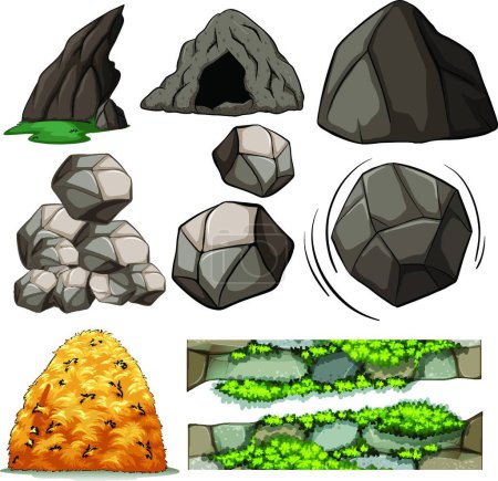 Illustration for Rocks and cave, vector illustration simple design - Royalty Free Image