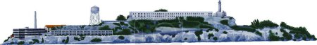 Téléchargez les illustrations : L'île d'Alcatraz, illustration vectorielle design simple - en licence libre de droit