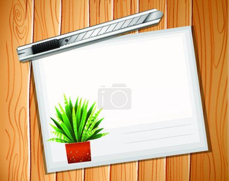 Illustration for Envelop on wood background, vector illustration simple design - Royalty Free Image