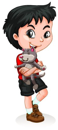 Illustration for Little boy holding puppy dog - Royalty Free Image