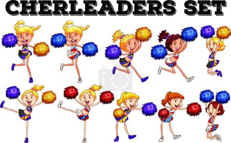 Illustration for Cheerleaders with pompom jumping up and down - Royalty Free Image