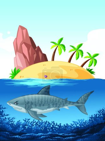 Illustration for "Shark swimming under the ocean" - Royalty Free Image