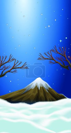 Téléchargez les illustrations : "Scène nature avec neige au sommet de la montagne
" - en licence libre de droit