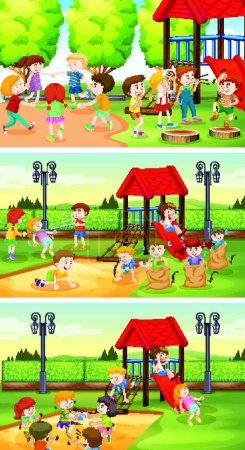 Illustration for "Many children playing in the playground" - Royalty Free Image