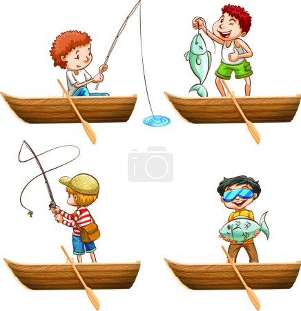 Illustration for "People in rowboat fishing" - Royalty Free Image