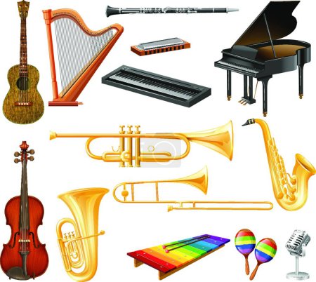 Téléchargez les illustrations : "Différents types d'instruments de musique
" - en licence libre de droit