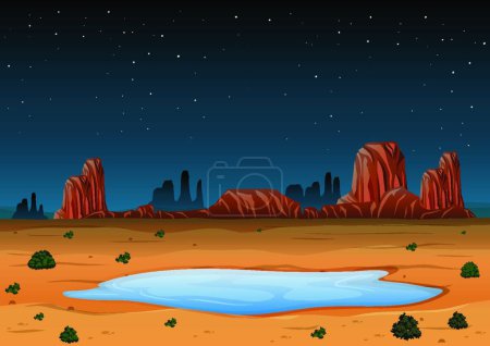 Téléchargez les illustrations : "Arizona Landscape at Night Time" - en licence libre de droit