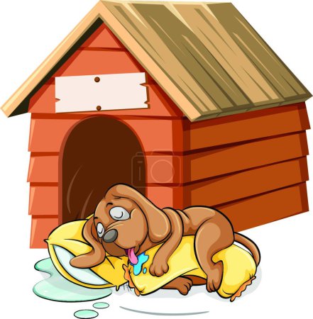 Illustration for "Dog sleeping in the doghouse" - Royalty Free Image