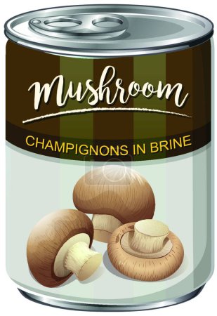 Téléchargez les illustrations : "Can of mushroom champignons in brine" - en licence libre de droit