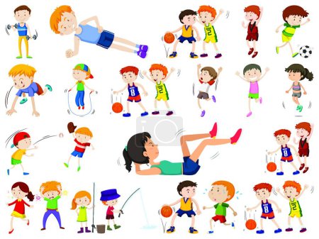 Téléchargez les illustrations : "Ensemble d'enfants sportifs
" - en licence libre de droit