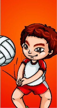 Illustration for Happy boy playing volleyball - Royalty Free Image