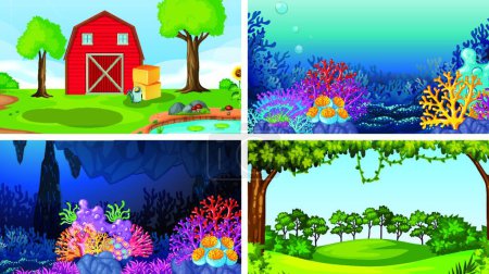 Illustration for "Set of scenes in nature setting" - Royalty Free Image