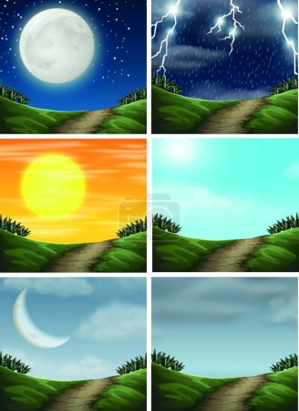 Illustration for "Set of different nature path scenes" - Royalty Free Image