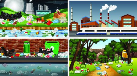 Illustration for "Set of polluted scenes" - Royalty Free Image