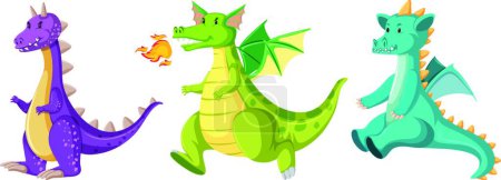 Illustration for "Set of cute dragons" - Royalty Free Image