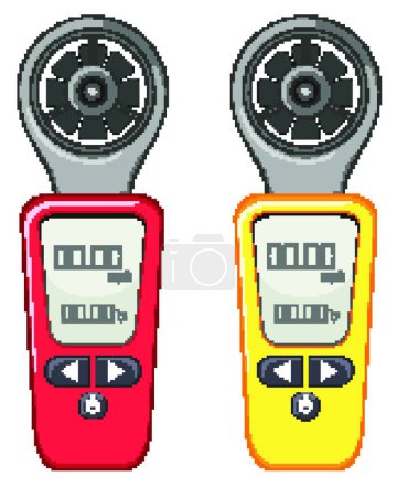 Illustration for Two measuring devices in red and yellow color - Royalty Free Image