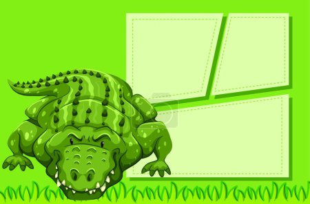 Illustration for Crocodile on note template - Royalty Free Image