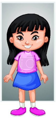 Ilustración de Hermosa chica personaje de dibujos animados, vector de ilustración - Imagen libre de derechos
