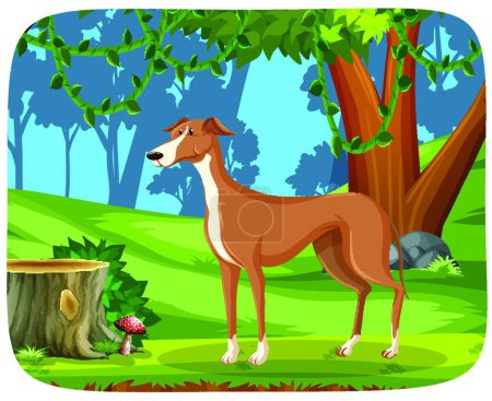 Illustration for A greyhound in nature background - Royalty Free Image