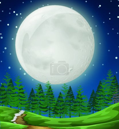 Ilustración de A simple forest night scene - Imagen libre de derechos