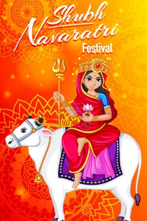Illustration for "Navaratri poster design with goddess" - Royalty Free Image